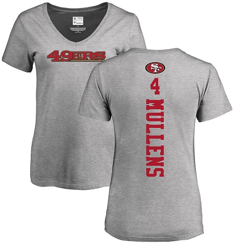 San Francisco 49ers Ash Women Nick Mullens Backer #4 NFL T Shirt->san francisco 49ers->NFL Jersey
